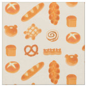 Fluffy Bread Bakery Hand Drawn Art Pattern ファブリック (クローズアップ)