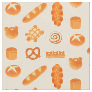 Fluffy Bread Bakery Hand Drawn Art Pattern ファブリック