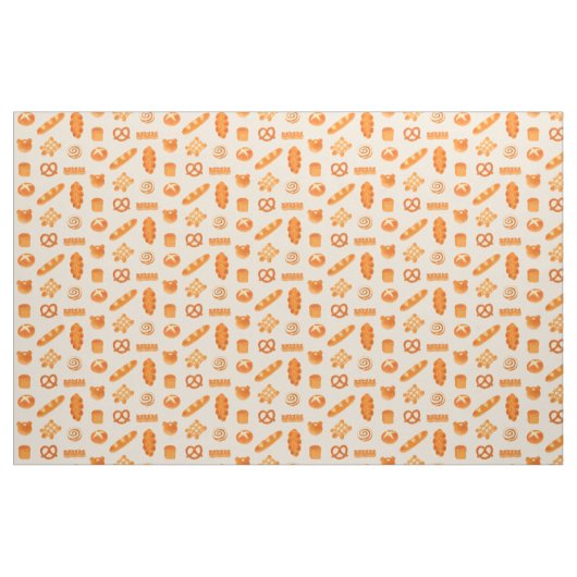Fluffy Bread Bakery Hand Drawn Art Pattern ファブリック (ファットクウォーター)