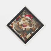 Fluffy cat baking boozy christmas pudding スタンダードランチョンナプキン (角)