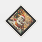 Fluffy cat baking the christmas cake  スタンダードランチョンナプキン (角)