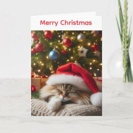 Fluffy cat christmas card シーズンカード