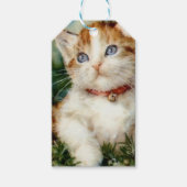 Fluffy christmas cat Watercolor ギフトタグ (正面)