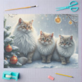 Fluffy Christmas Cats Tissue Paper 薄葉紙 (クラフト)