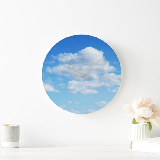 Fluffy Clouds and Blue Sky ラージ壁時計 (ホーム)