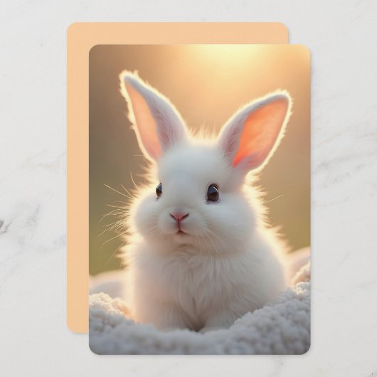 Fluffy, cute, white bunny, custom シーズンカード (正面/裏面)