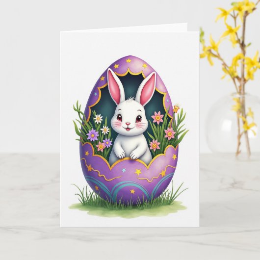 Fluffy Friend Easter Egg Card カード (黄色い花)