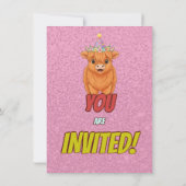 Fluffy Highland Cow Birthday Invite 招待状 (裏面)