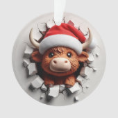 Fluffy Highland Cow Festive Ornament オーナメント (正面)