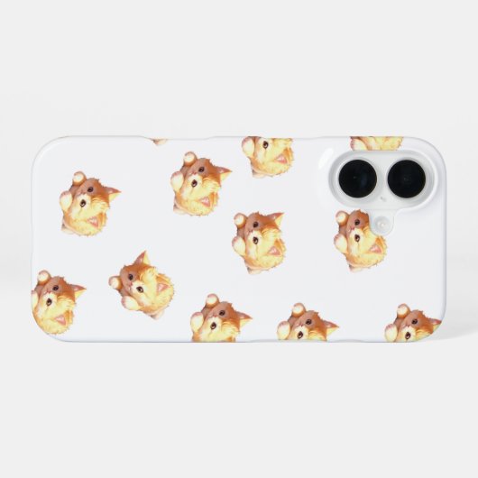 Fluffy Kitten Cute Pattern Phone Case iPhone 16ケース (裏面横)