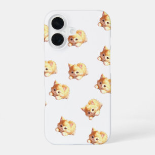 Fluffy Kitten Cute Pattern Phone Case iPhone 16ケース
