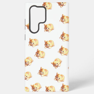 Fluffy Kitten Cute Pattern Phone Case Samsung Galaxy S22 Ultraケース