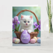 Fluffy Kitten First Easter Egg Card カード (正面)