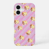 Fluffy Kitten Pink Stripe Phone Case iPhone 16ケース (裏面)