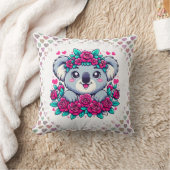 Fluffy Koala with Flower Crown クッション (ブランケット)