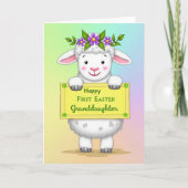 Fluffy Lamb Easter Message Card カード (正面)