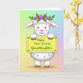 Fluffy Lamb Easter Message Card カード (黄色い花)