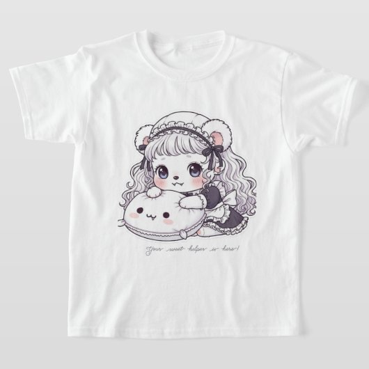 Fluffy Maid Bear - Cute Long Hair & Sweet Outfit Tシャツ (レイダウン)