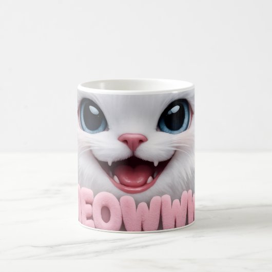 Fluffy Meoww Cat Mug コーヒーマグカップ (中央)