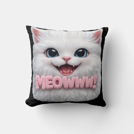 Fluffy Meowww Cat Pillow クッション (正面)