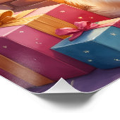 Fluffy Pomeranian Cozy Christmas Fireplace Dog Art ポスター (コーナー)