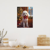 Fluffy Poodle Christmas Poster ポスター (キッチン)