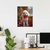 Fluffy Poodle Christmas Poster ポスター (ホームオフィス)
