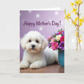 Fluffy Pup Mothers Day Card カード (黄色い花)