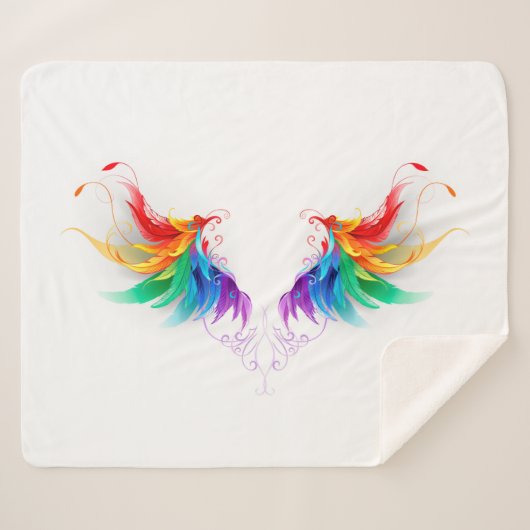 Fluffy Rainbow Wings シェルパブランケット (正面(横))