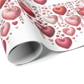 Fluffy Red Floral Heart Baby Shower ラッピングペーパー (ロールコーナー)