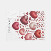 Fluffy Red Floral Heart Baby Shower Gift フリースブランケット (正面(横))