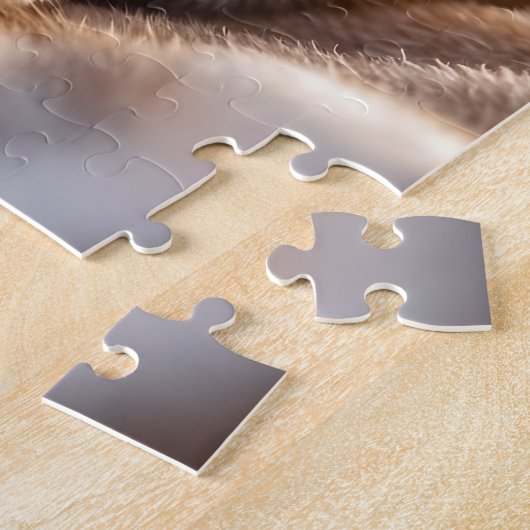 Fluffy red kitten playing with a tiny teddy bear,  ジグソーパズル (側面)