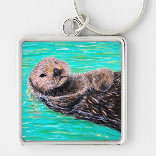 Fluffy Sea Otter Painting キーホルダー (正面)