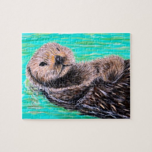Fluffy Sea Otter Painting ジグソーパズル (横)