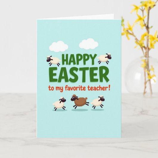 Fluffy Sheep Easter Card カード (黄色い花)