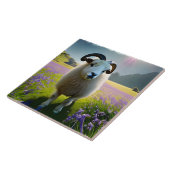Fluffy Sheep field of purple flowers タイル (側面)