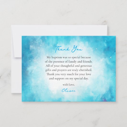 Fluffy Soft Cerulean Clouds Orthodox Baptism       サンキューカード (正面)