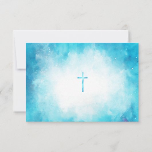 Fluffy Soft Cerulean Clouds Orthodox Baptism       サンキューカード (裏面)