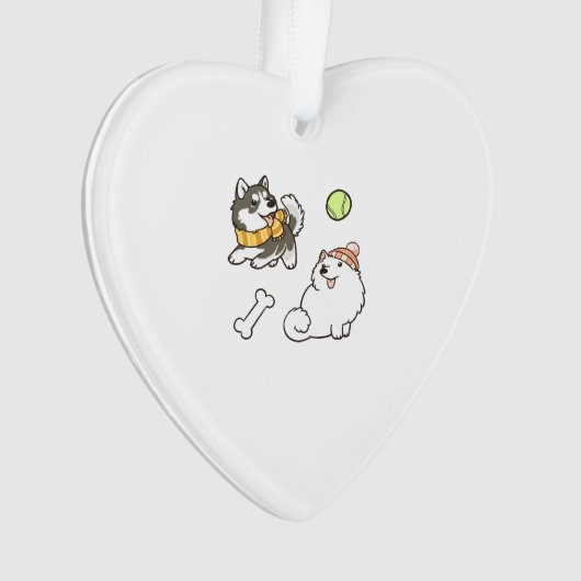 Fluffy Spitz Dogs オーナメント (正面)