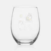 Fluffy Spitz Dogs ステムなしワイングラス (裏面)