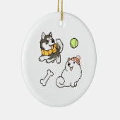 Fluffy Spitz Dogs セラミックオーナメント (右)