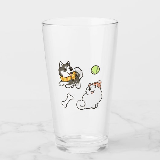 Fluffy Spitz Dogs タンブラーグラス (正面)