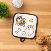 Fluffy Spitz Dogs 鍋敷き (トップダウン)