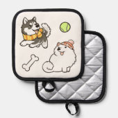 Fluffy Spitz Dogs 鍋敷き (正面/裏面)