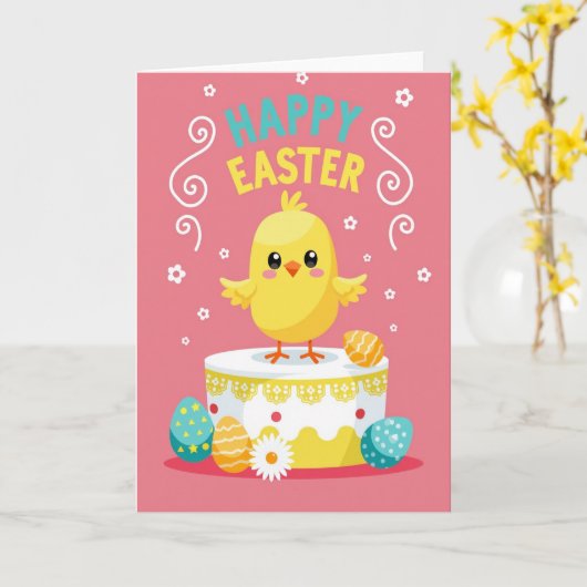Fluffy Spring Cake Faux Gold Foil Card カード (黄色い花)