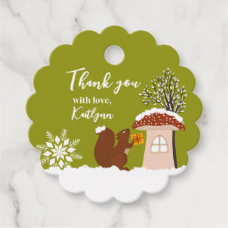 Fluffy Squirrel Gift Winter Baby Shower Gift  フェイバータグ