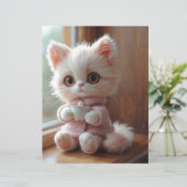Fluffy White and Light Pink Cat Scrapbook Paper (スタンド正面)
