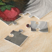 Fluffy White Cat and Folk Art Flowers ジグソーパズル (側面)