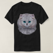 Fluffy White Cat Face Tシャツ (デザイン正面)