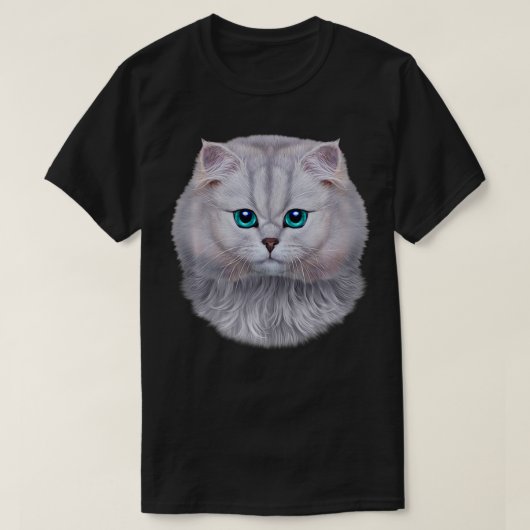 Fluffy White Cat Face Tシャツ (デザイン正面)
